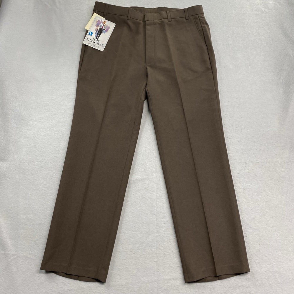 Vintage Levis Action Wool Mens Fits 36x30 Brown Straight Leg 690 Slacks 70s USA